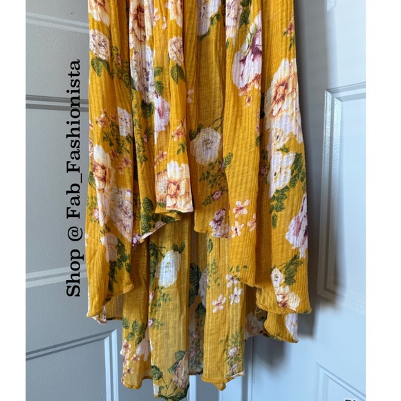 Free People Floral Tunic Top size XSmall Yellow - Picture 13 of 15